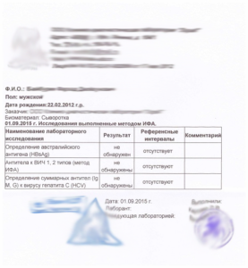 купить справку об отсутствии гепатита С и В в Красноярске
